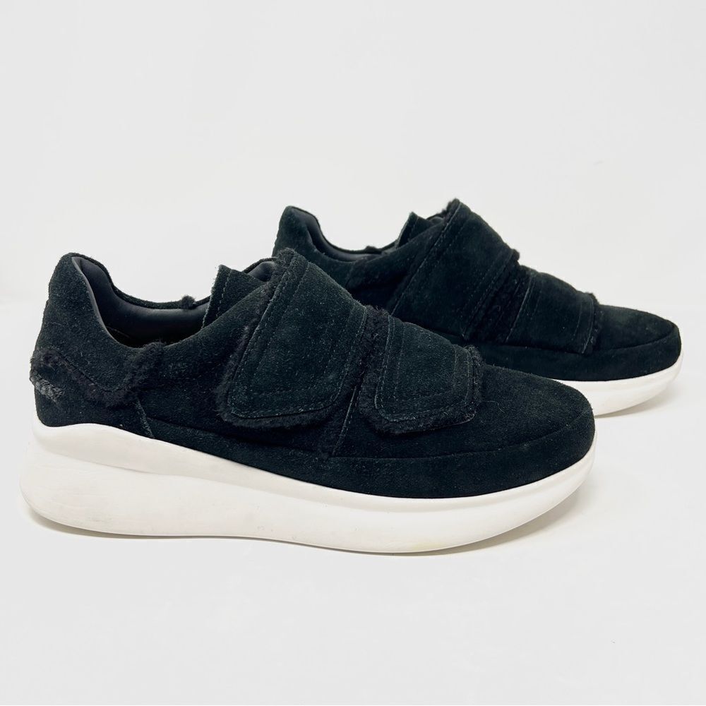 UGG Ashby Spill Seam Trainer Black Suede Laceless Chunky Platform Sneakers 9